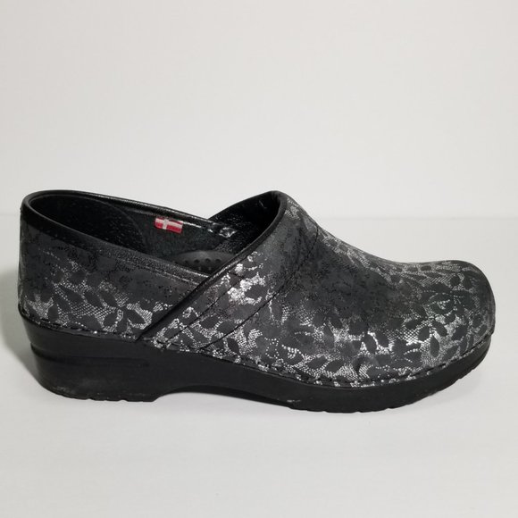 Sanita Metallic Floral Printed Slip On Clogs - Picture 2 of 7